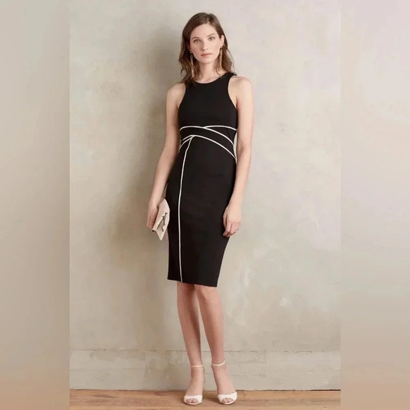 Anthropologie Maeve Cavatina Dress Size 4P Black Sleeveless Slim Sheath Stretch - Picture 14 of 15